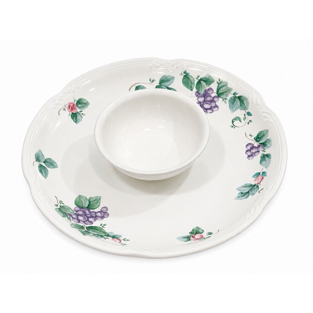 Pfaltzgraff Grapevine Platter with Center Dip Bowl